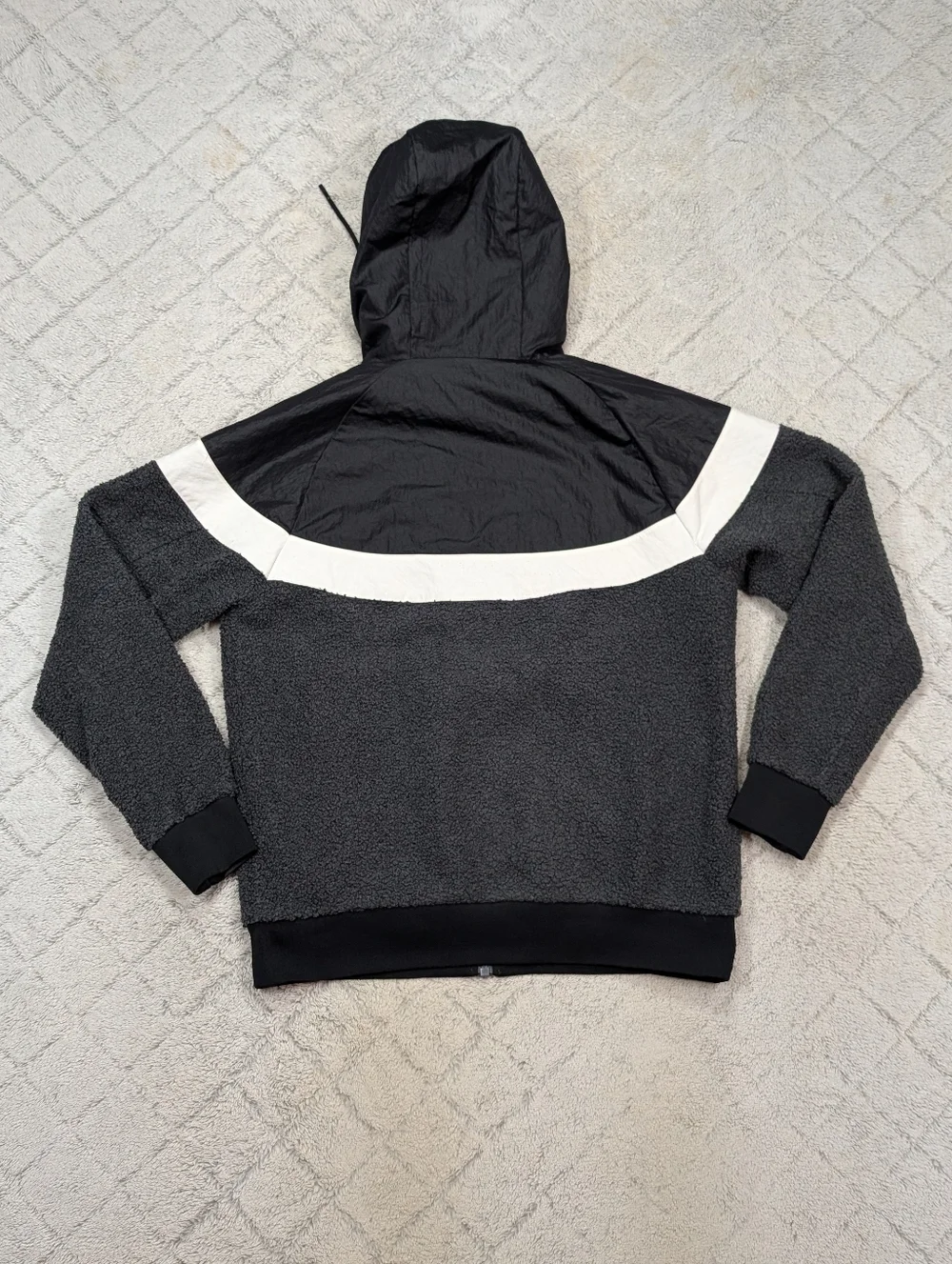 Nike Jacket Mens M Black NSW Sherpa Windrunner Full Zip Hooded 930316-010